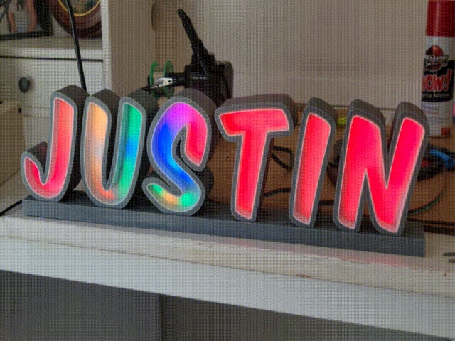 "Justin" LED Name Sign