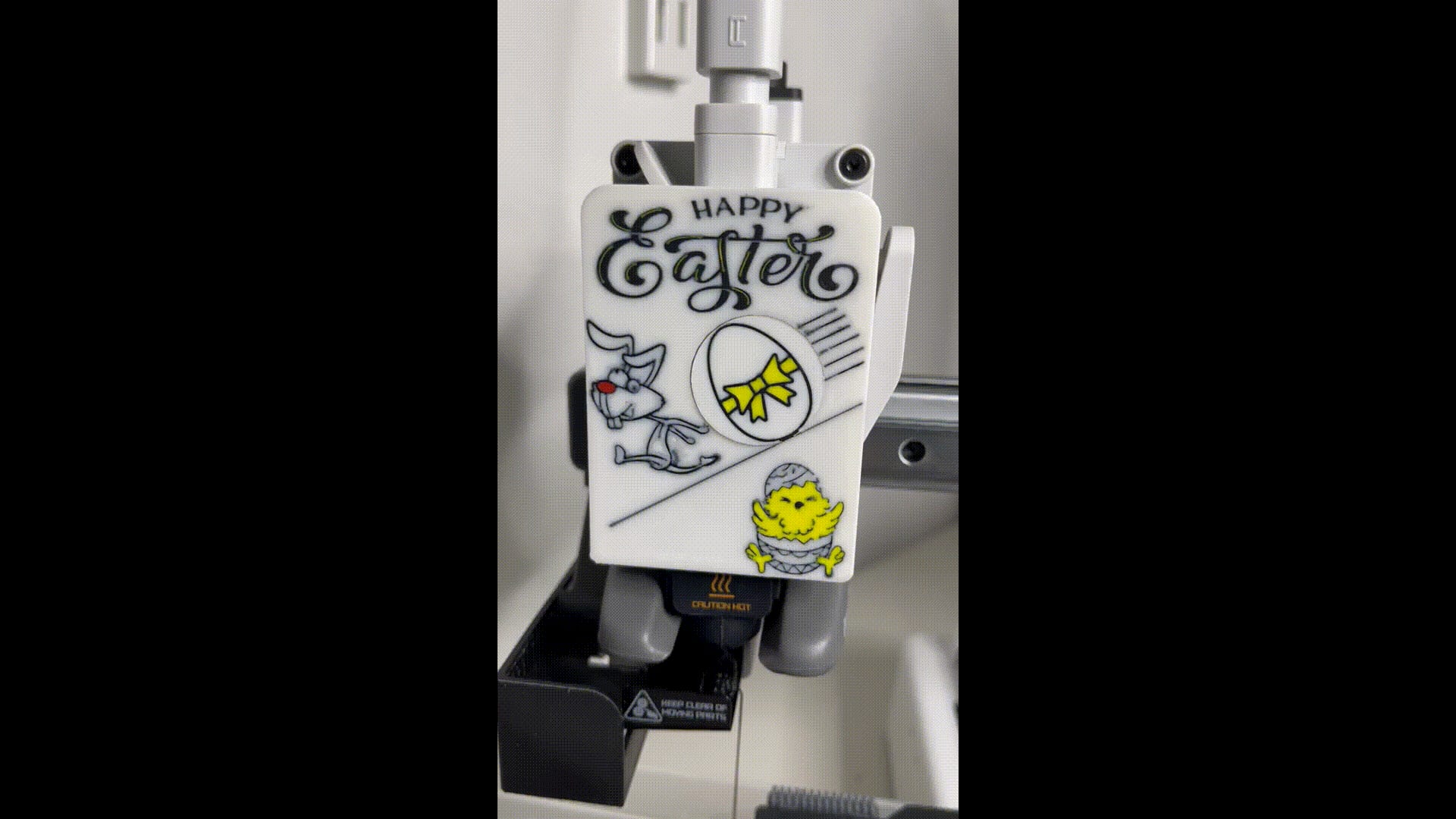 A1 / A1 Mini Happy Easter with a running rabbit - Front Cover And Extruder Wheel