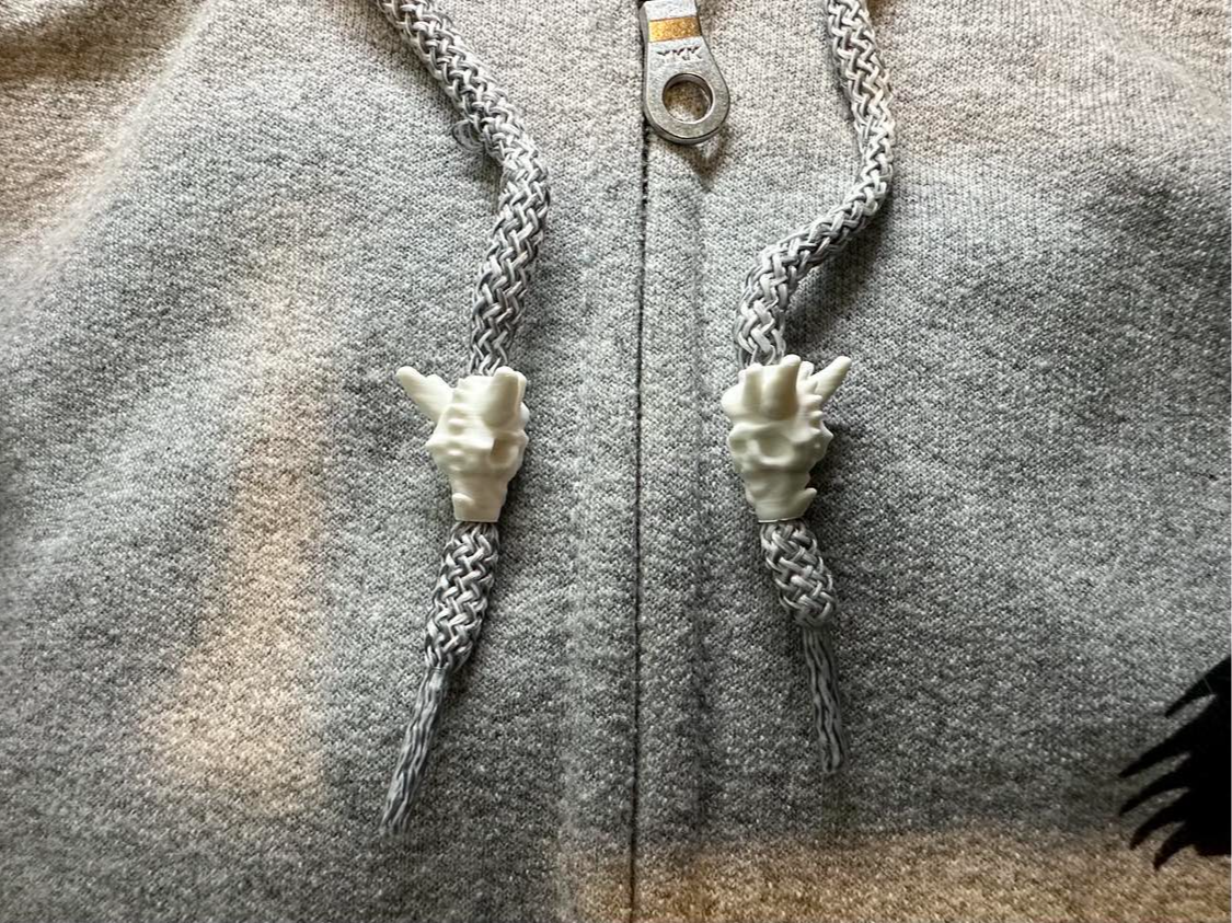 Dragon Skull Hoodie Drawstring Beads