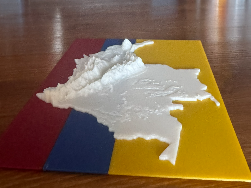 Topography Map - Colombia W/ Flag Background