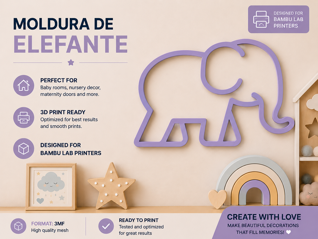 moldura elefante para decoração