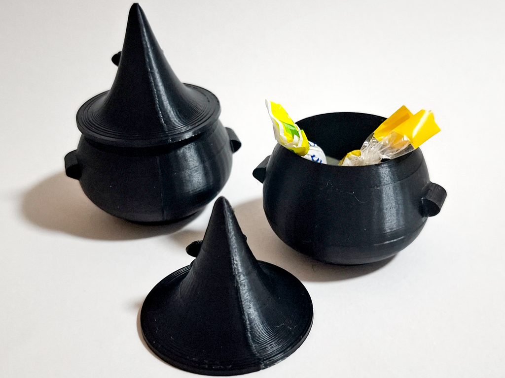 Witch's cauldron and hat box