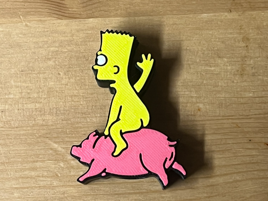 Bart Simpson and pig Stanley straw topper