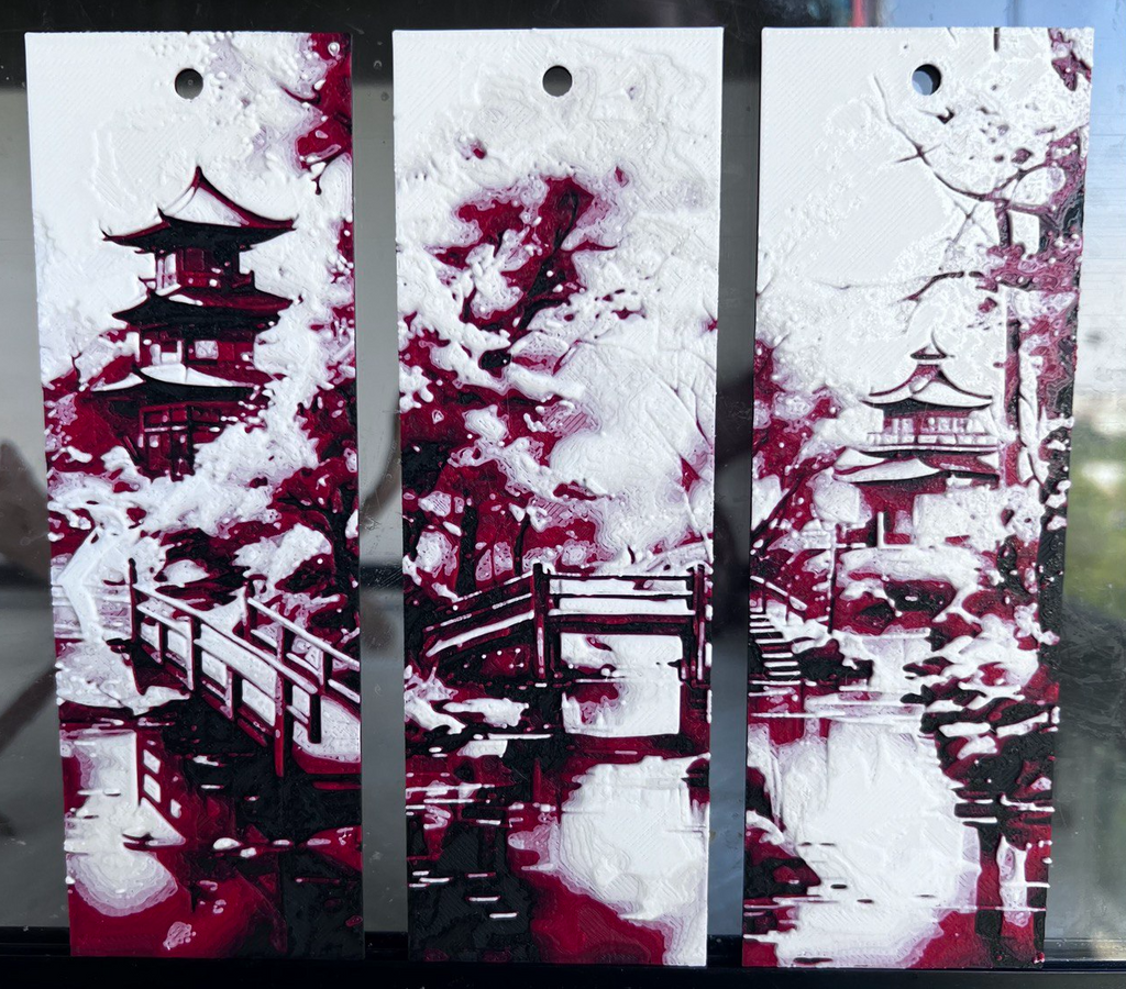 set of 3 Japanese garden bookmarks,hueforge