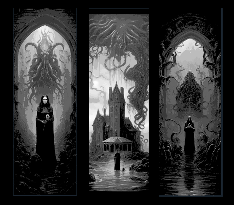 Gothic Horror Bookmarks set of 3 - Cthulho Lovecraftian Designs