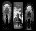 Gothic Horror Bookmarks set of 3 - Cthulho Lovecraftian Designs