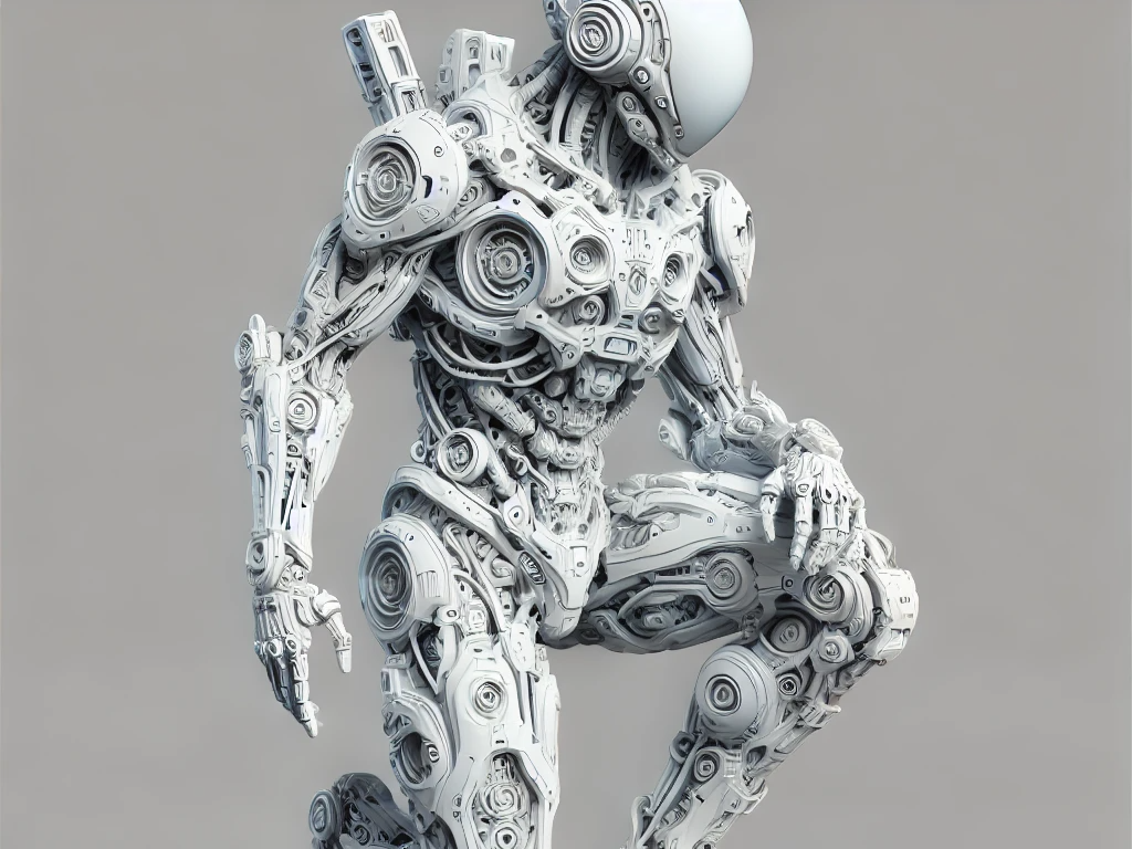 Cyberpunk robot statue