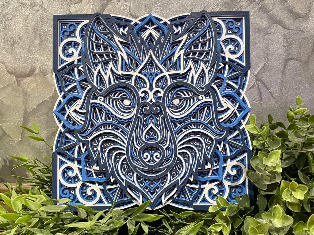 Customizable Layered Mandala Wolf