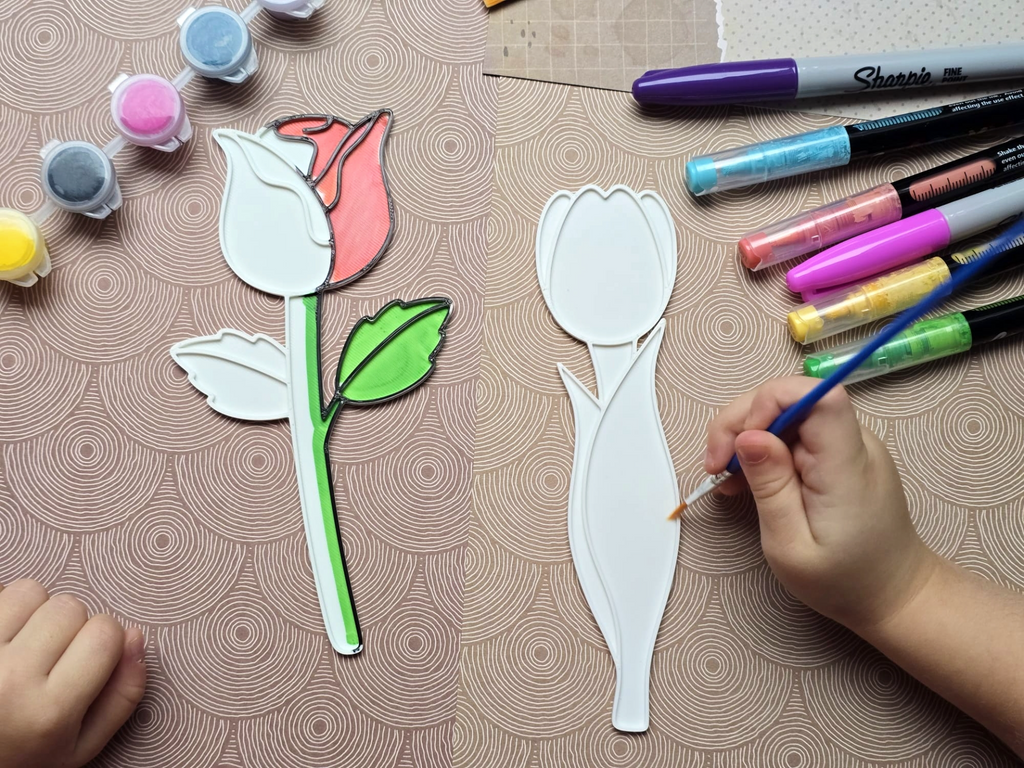 Flower Rose Tulip Craft Coloring Set 4