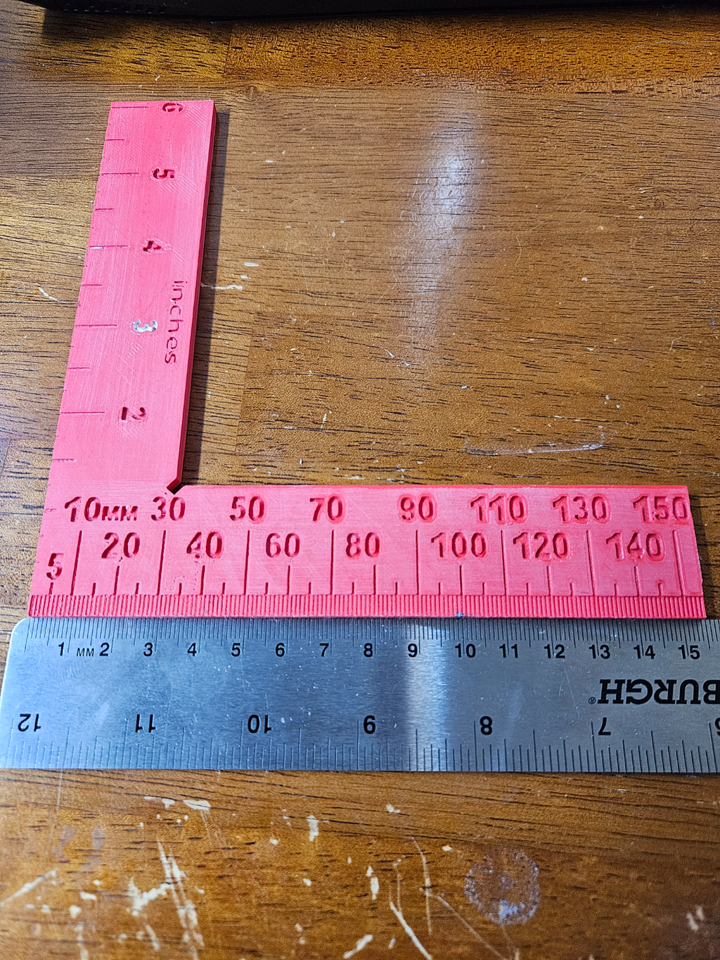90* angle Inch and MM ruler with center finder