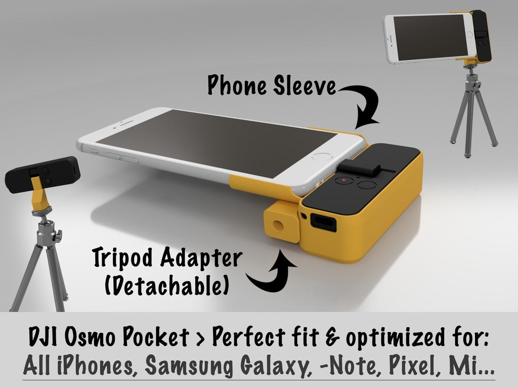 DJI Osmo Pocket fitting Phone and Tripod Mount