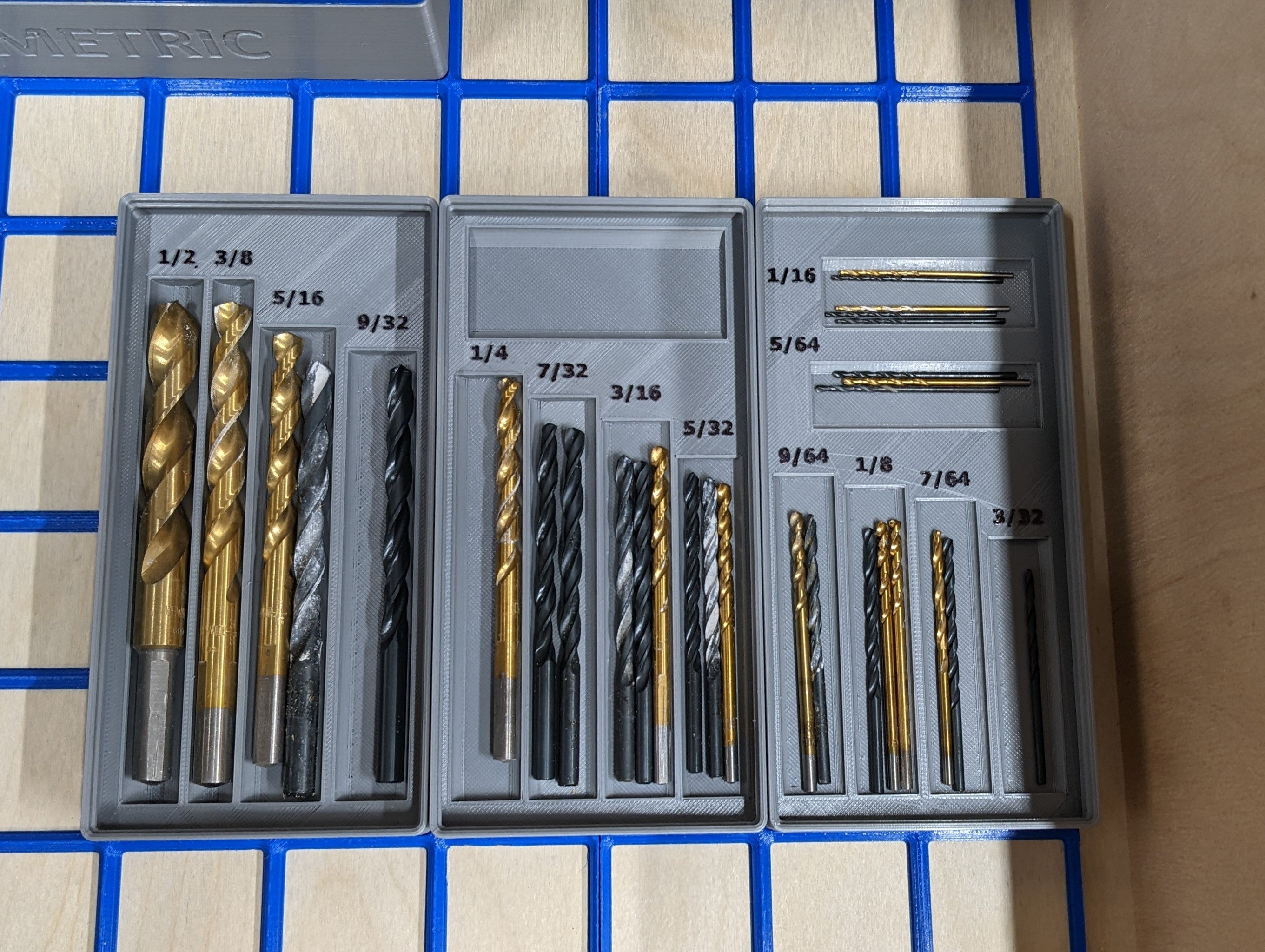 Gridfinity imperial drill bit storage