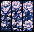 Set of 3 Bookmarks - Springtime Blooms of a Pink Peony Flowering Bush in Stained Glass