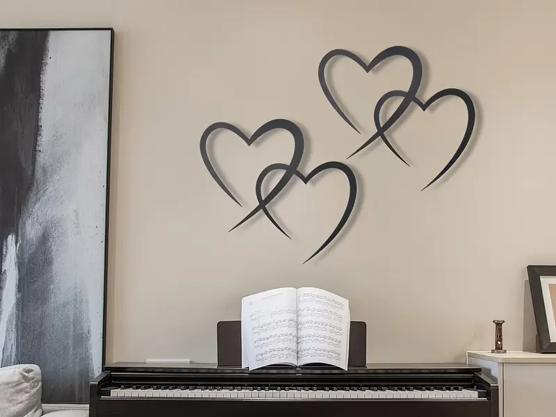 Decorazione da Parete con Due Cuori Intrecciati