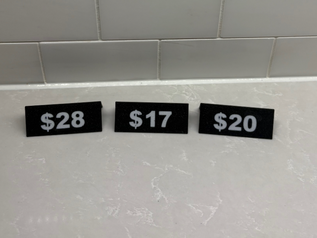 Custom Table Price Signs