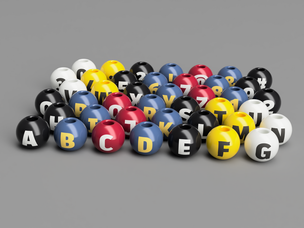 Beads with letters and numbers