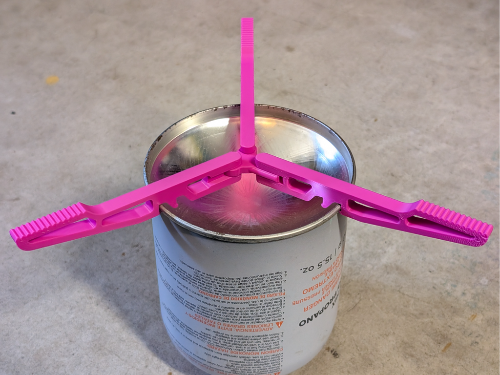 Isobutane stove collapsing stand - print in place