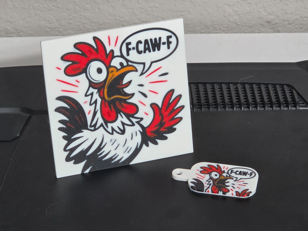 F-CAW-F Rooster art and keychain