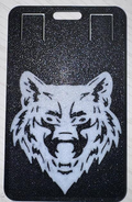 wolf face badge holder