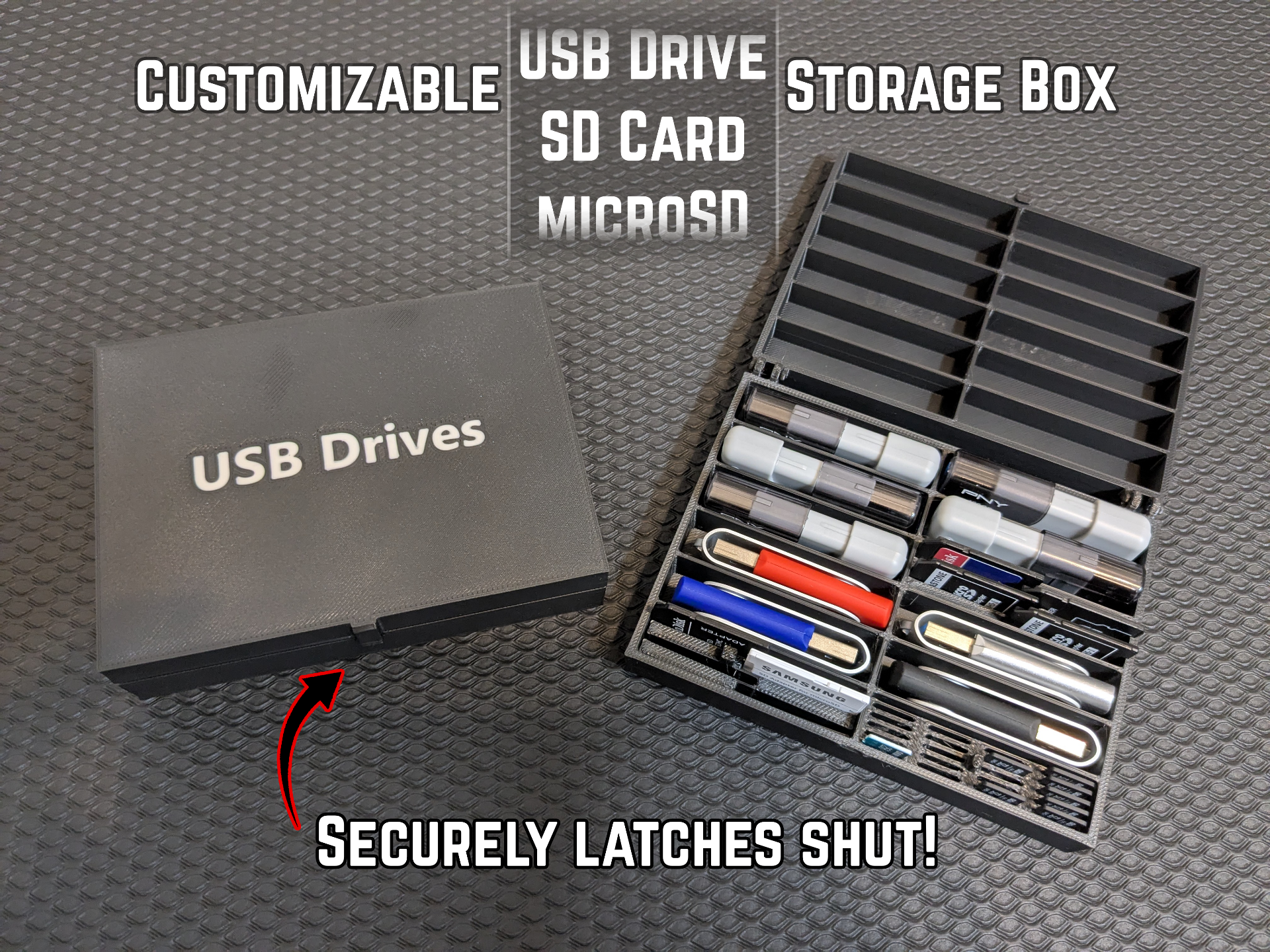 Customizable USB Drive Storage Box (and SD cards)