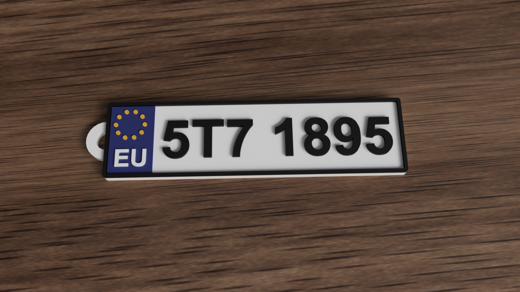 Customizable EU licence plate keychain