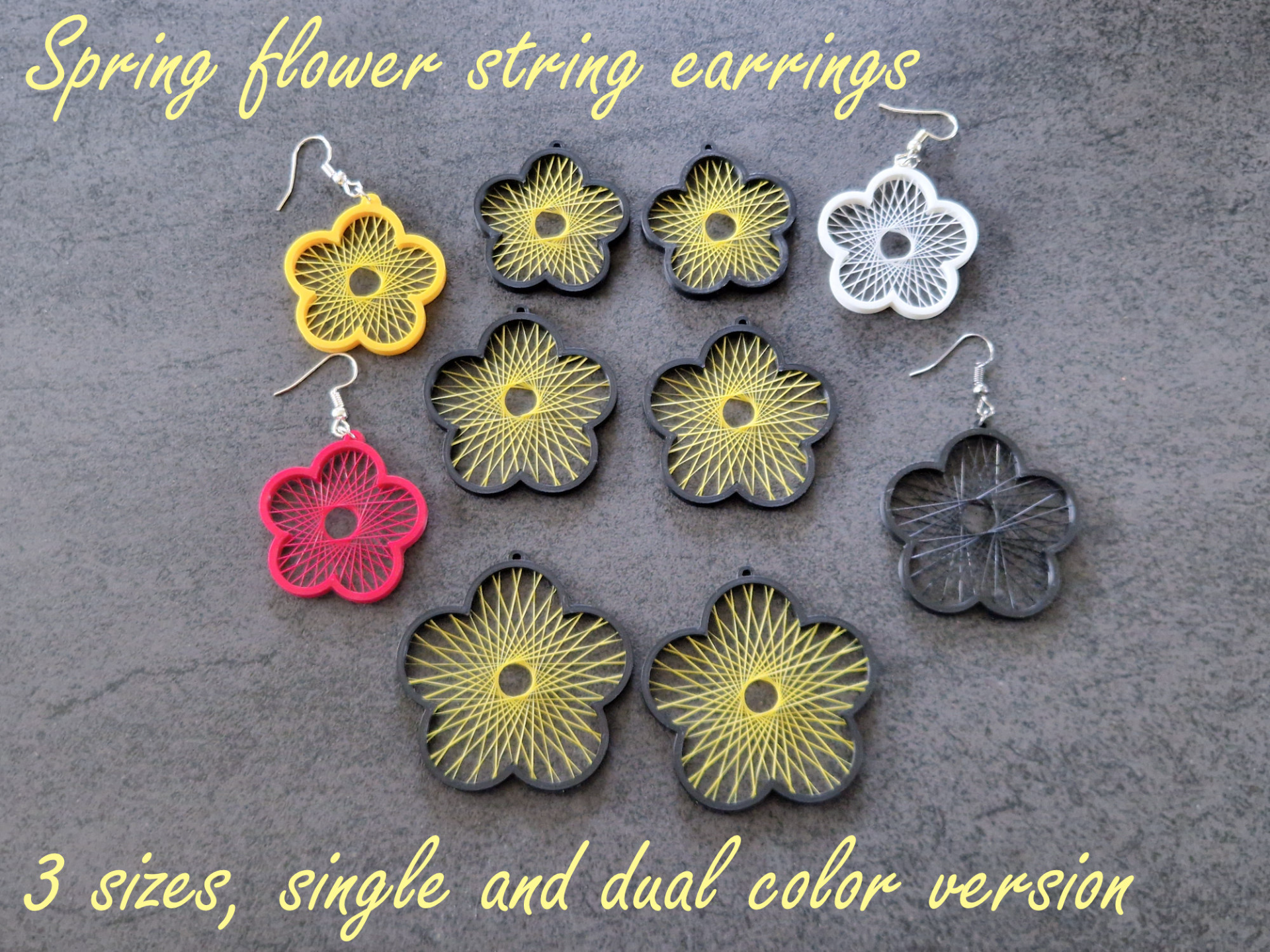 Spring flower string earrings in 3 sizes
