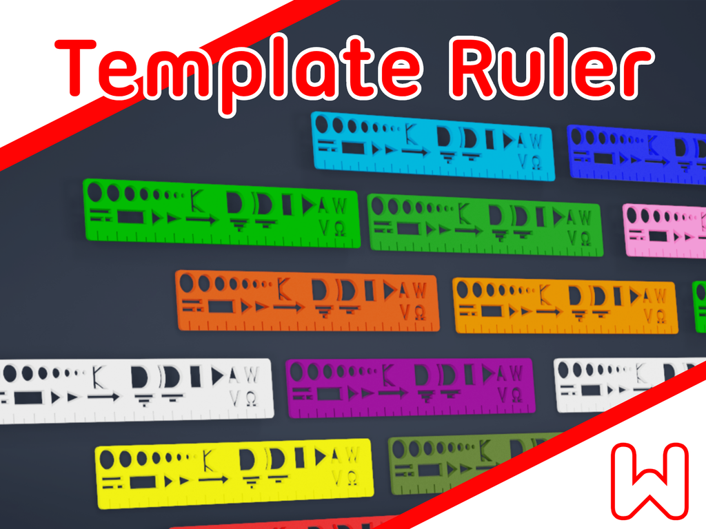 Template Ruler with Electrical Diagrams