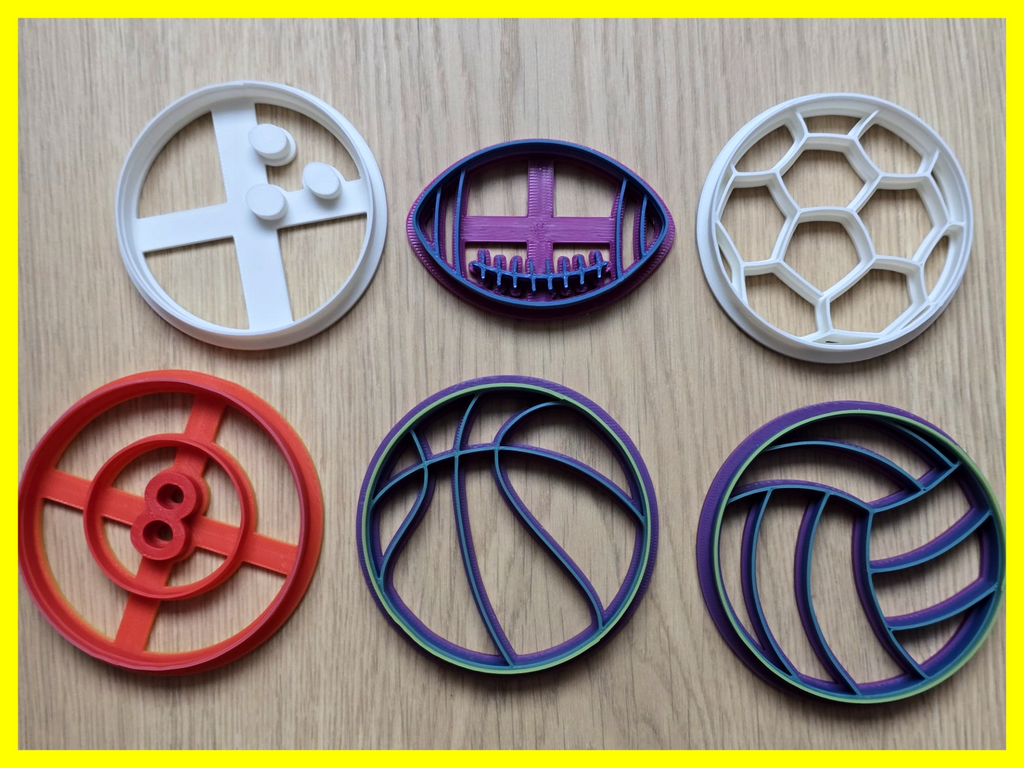Sports Pack 2 Balls Cookie Cutter Playdoh Stamp