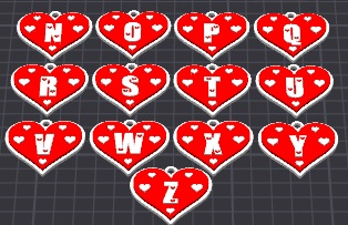 love hearts alphabet pack 2-of-2 , valentines keychains / necklace charm (free for commercial use)