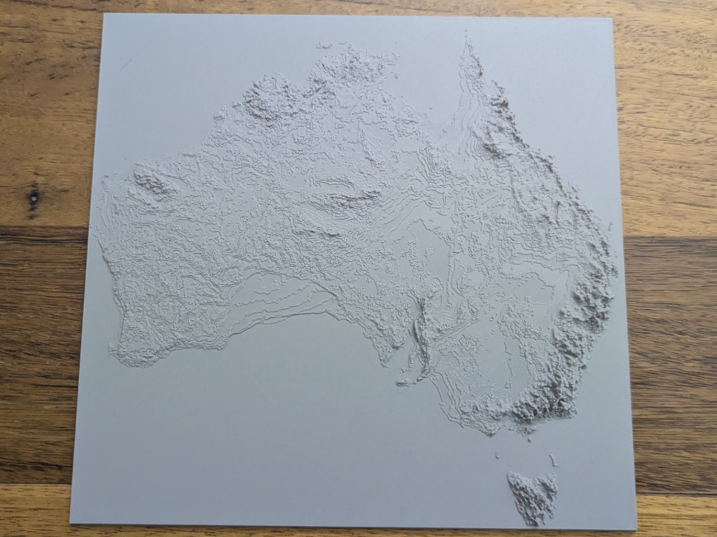 Australia with 100x vertical exaggeration