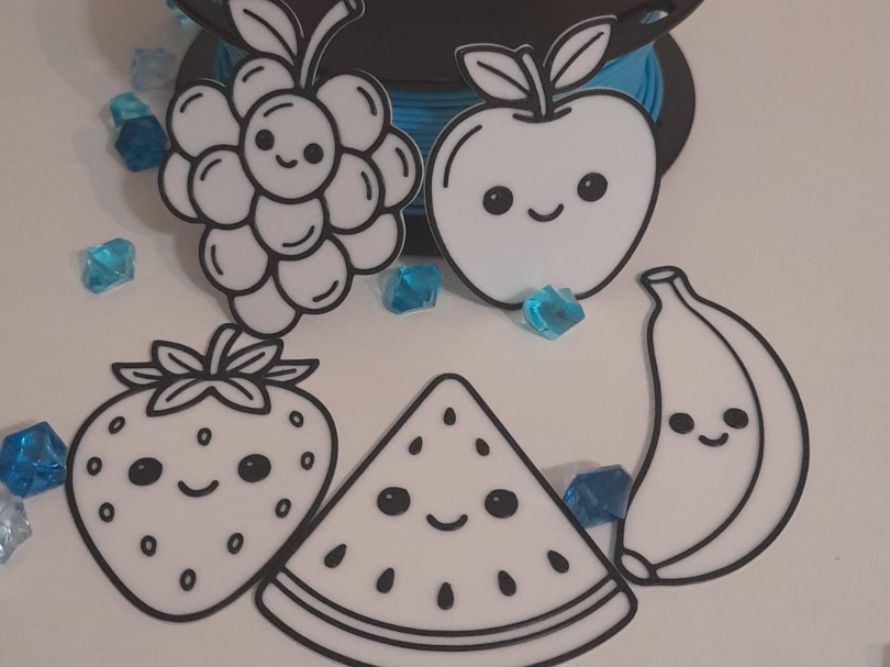 Kit Pintura Infantil. Frutinhas Fofas. Easy print