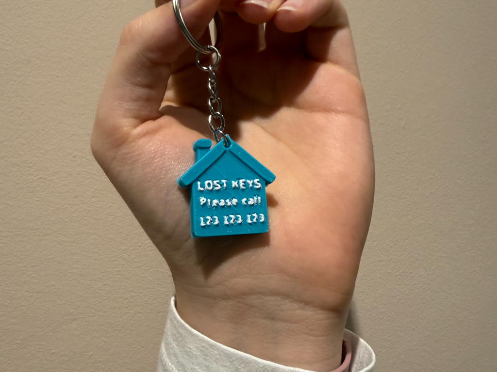 House Keyring with Phone Number for Lost Keys