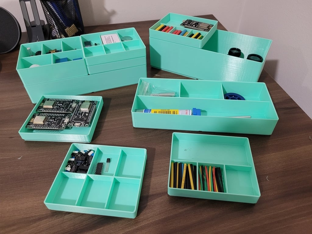 Stackable, module tray, bin, organizer