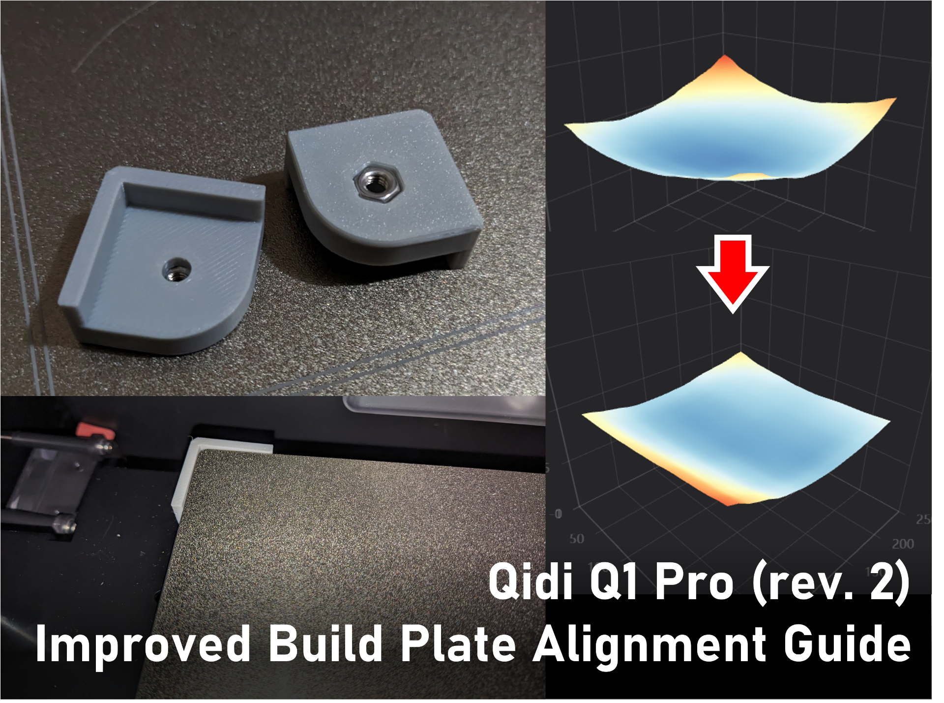 Q1 Pro (rev. 2) Split Build Plate Guide Stop