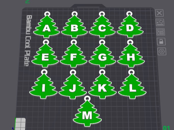 xmas-tree alphabet A-M-keychains free commercial