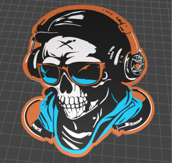 Headphone Skull Wallart Sign