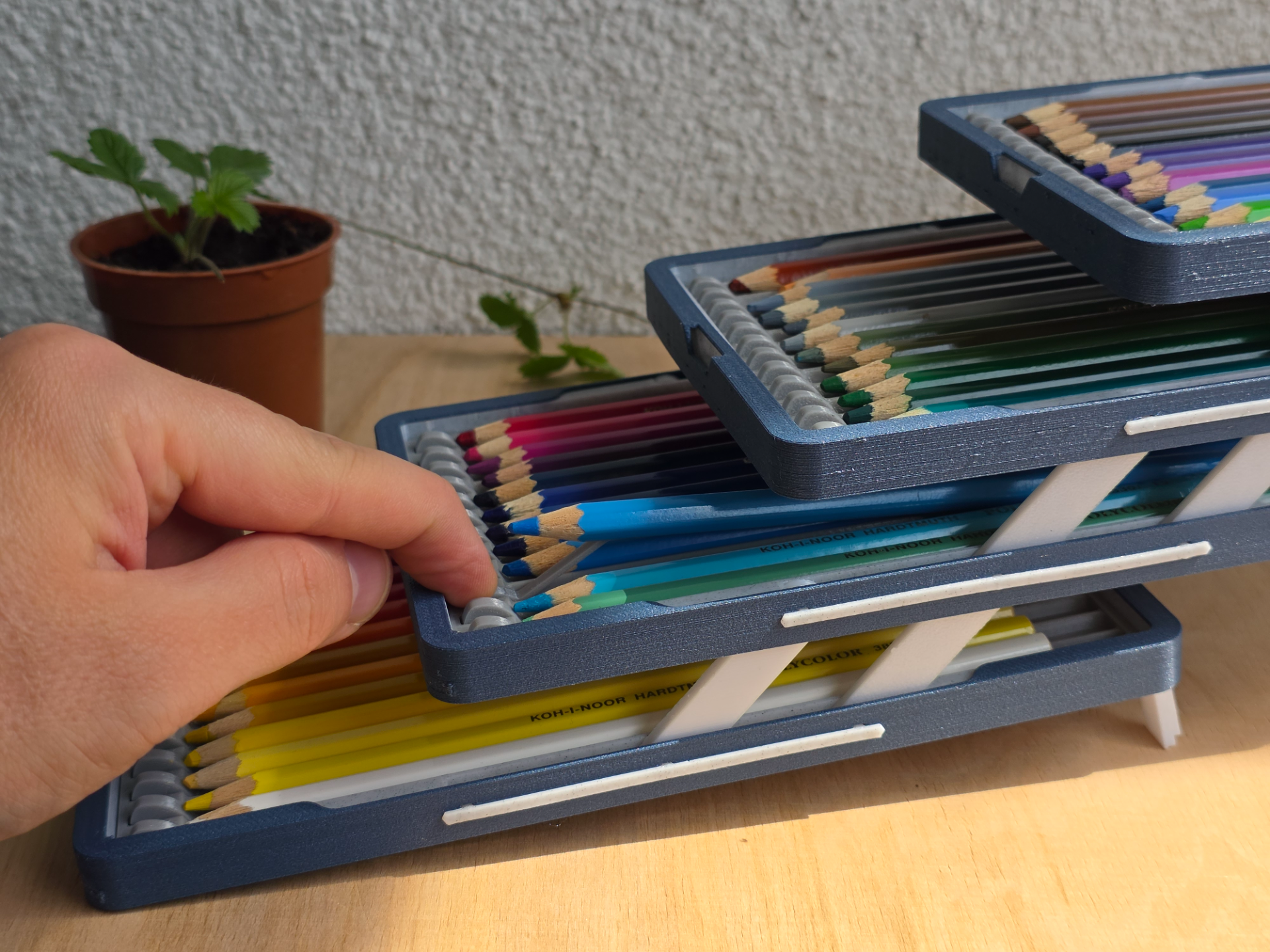 Cantilever case for 48 Pencils with Eject Buttons