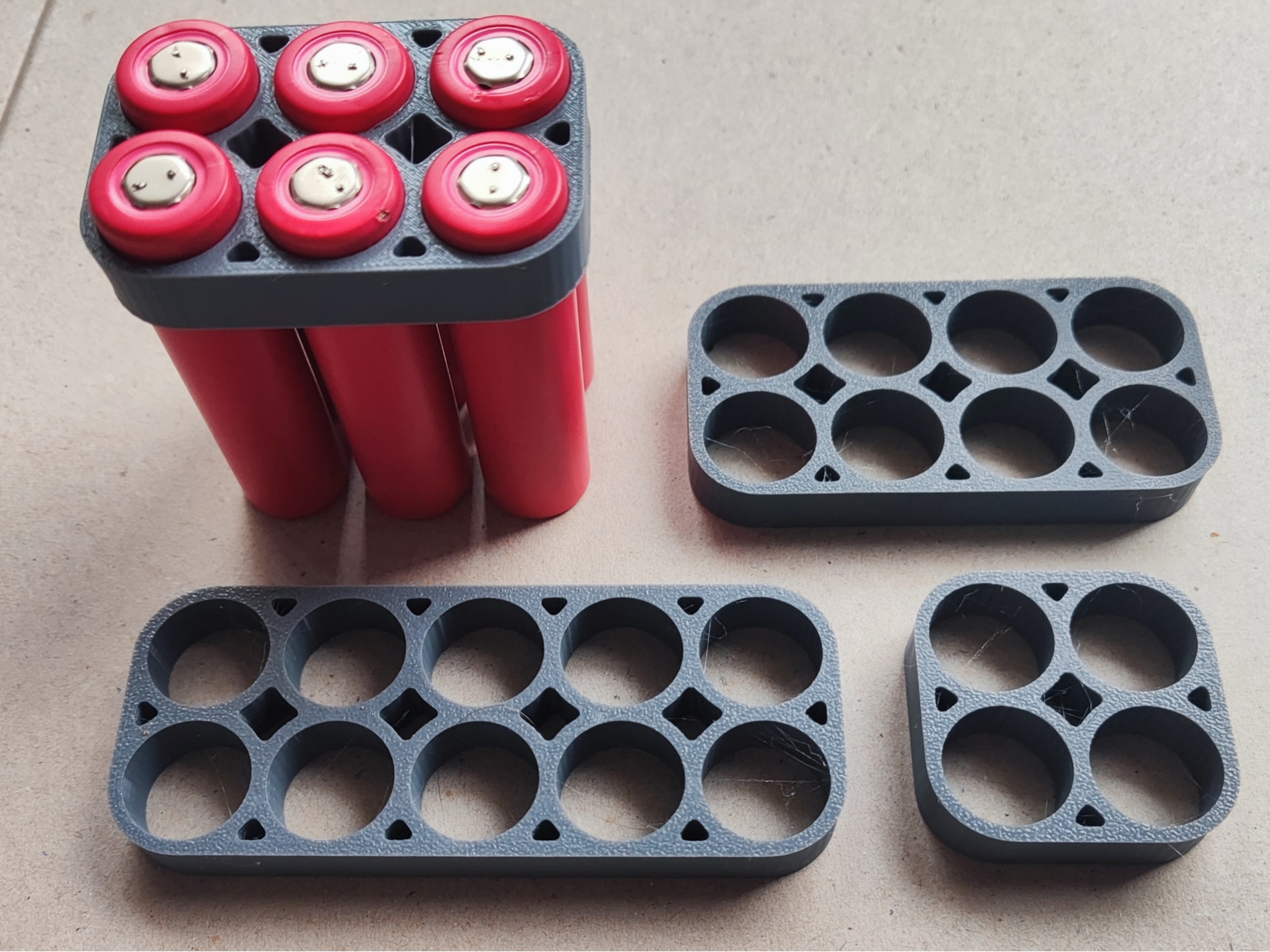 18650 Cells Double Row Holder Set | Wire Channels