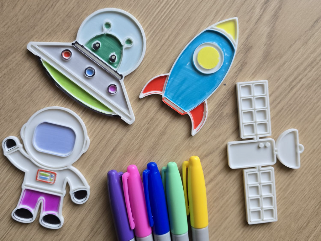 Cute Space Coloring Color Marker Acrylic Set Alien