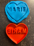 Heart with name cookie cutter