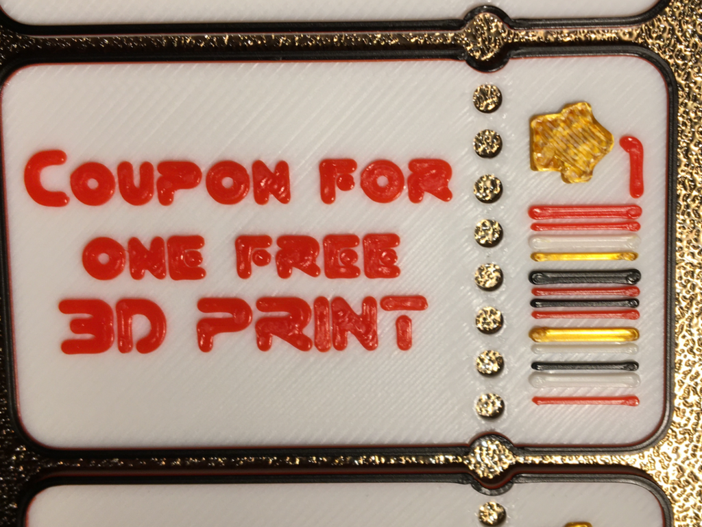 Coupon for free 3D print (nice gift)