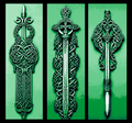 Celtic Knotwork centered around Swords - Set of 3 Bookmarks