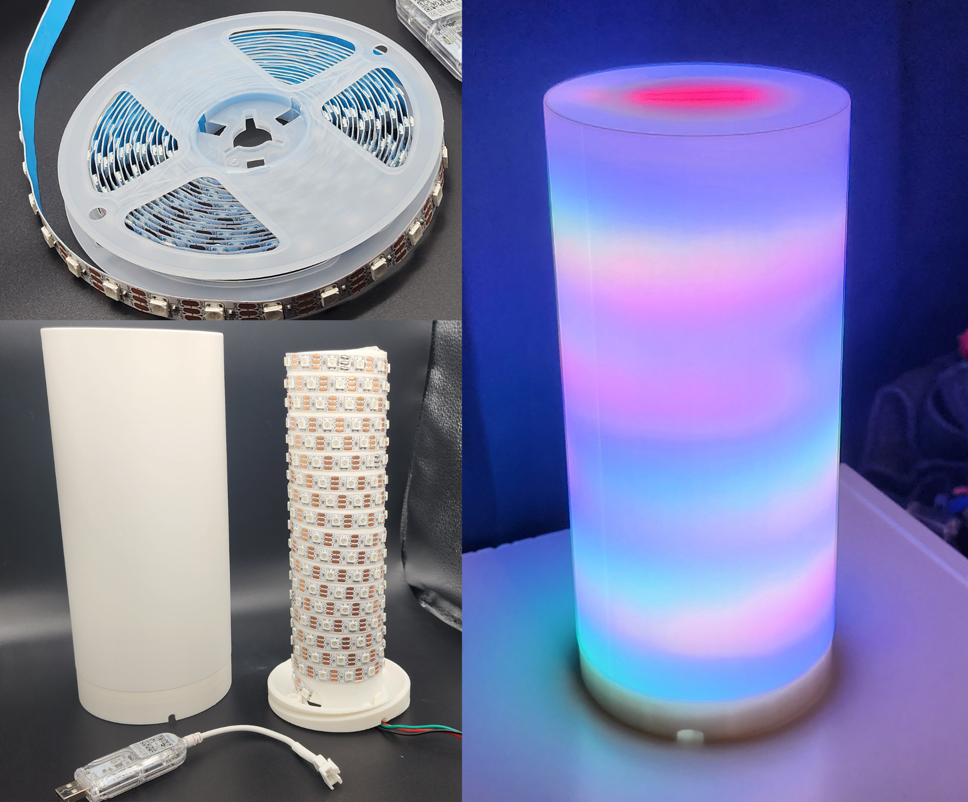 Smooth Cylinder Lamp for LED Strip Lights