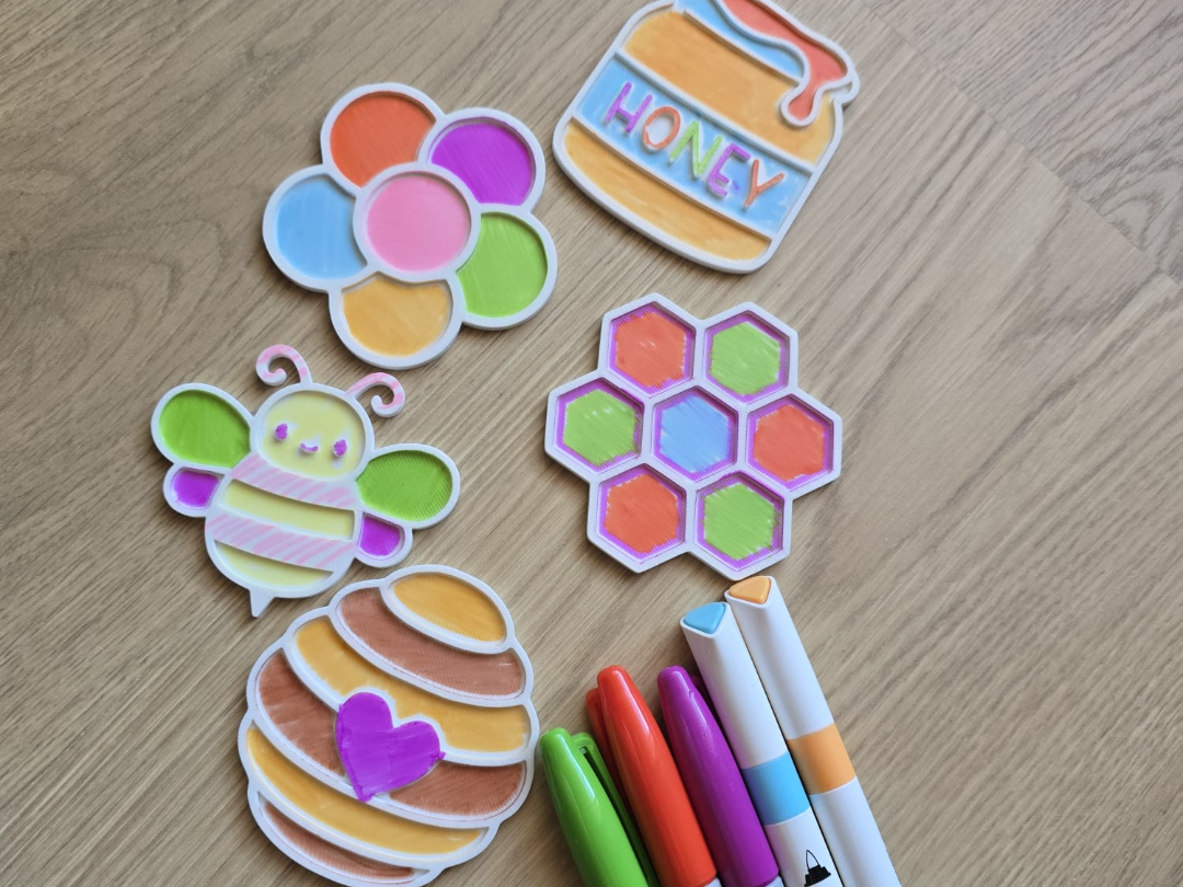 Cute Bee Honey Hive Comb Coloring Set Color