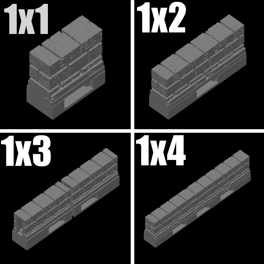 Low-Wall-Narrow w/Base Set| Cut Stone | Openlock 25mm