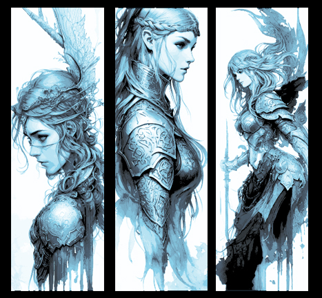 Elf Warrior Maiden in Battle Armor - Set of 3 Bookmarks