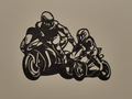 father and son in motorbike - wall art