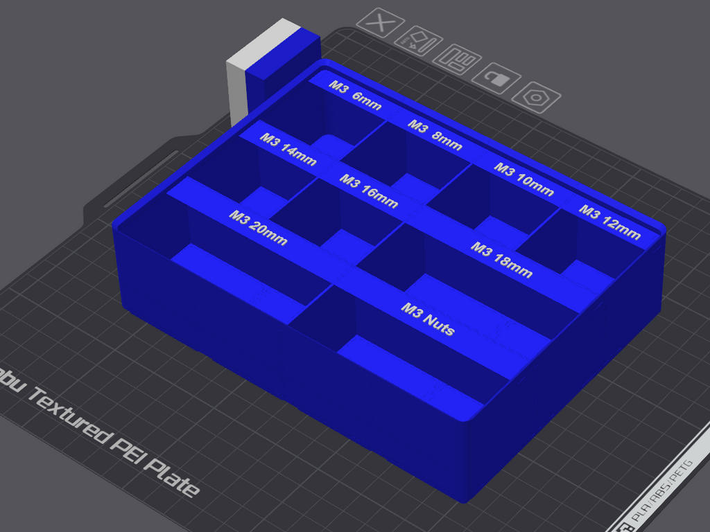 gridfinity M3 with scaffle and editable text