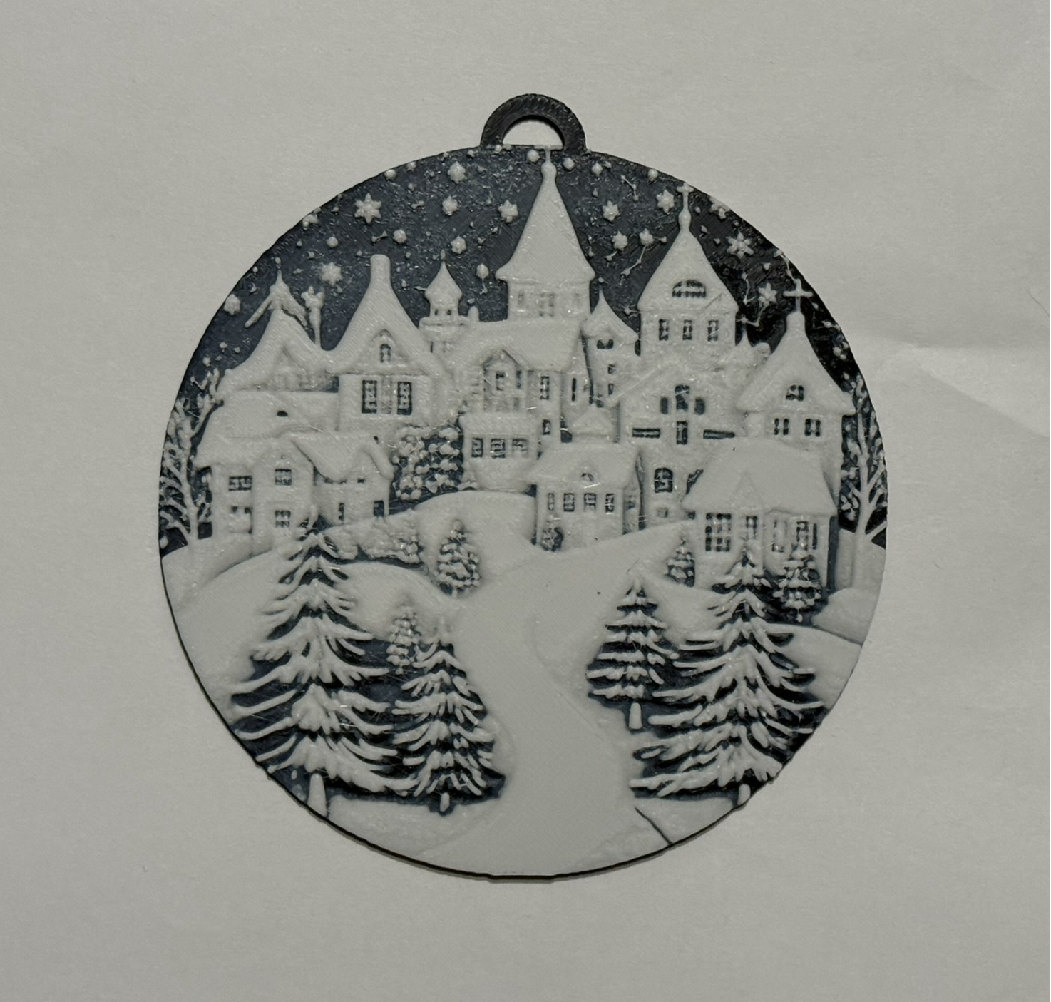 Christmas landscape in snow ball hueforge
