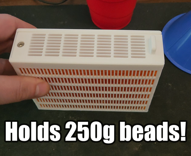 Yet Another Desiccant Box - Holds 250G Dry Desiccant - Sliding Lid with Screw Hole